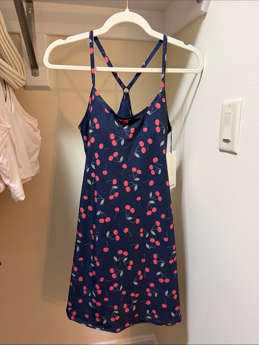 Cherry Navy outdoor voices print Slip Dress new with tags